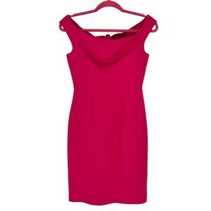 Black Halo Jackie O Sheath Cowl Neck Cocktail Dress Size 2 Pink Barbie Party